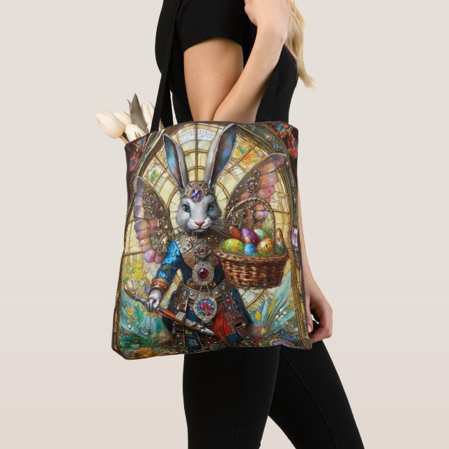 Steampunk Easter Bunny Warrior Angel Tote Bag (Close Up)