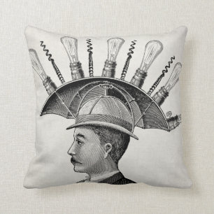 Steampunk Edison Electricity Light Bulb Pillow