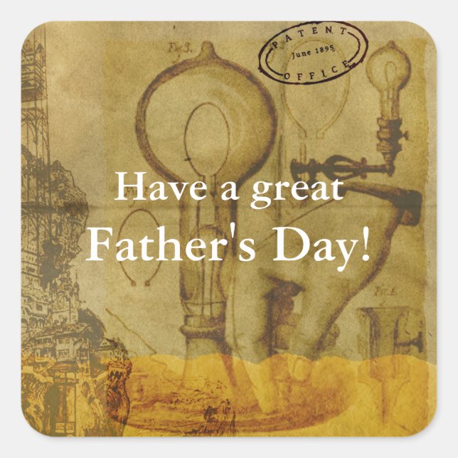 Steampunk Edison Light Bulb Great Father's Day Square Sticker (Front)