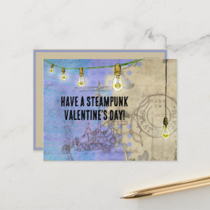 Steampunk Edison Lights on a Wire Valentine's Day Holiday Postcard