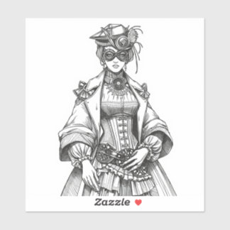 Steampunk Elegance: Intricate Black & White Fashio