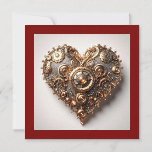 Steampunk Elegant Clockwork Gear Heart Card