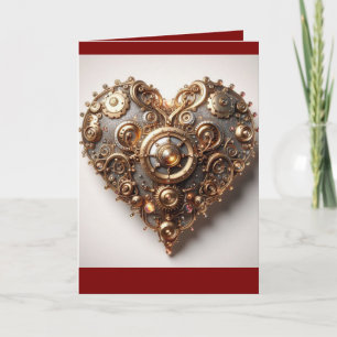 Steampunk Elegant Clockwork Gear Heart Card