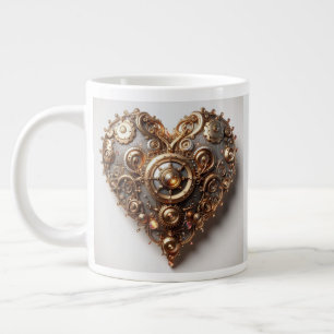 Steampunk Elegant Clockwork Gear Heart Large Coffee Mug