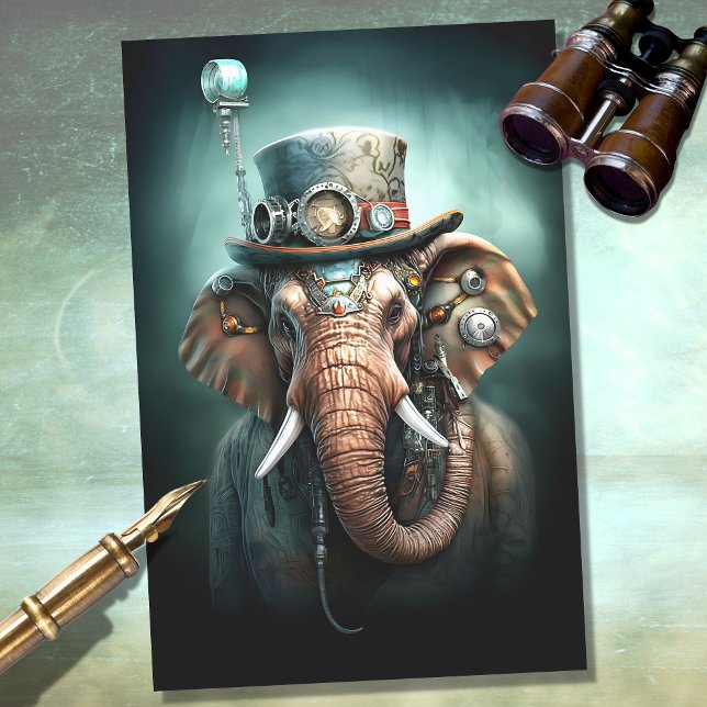 Steampunk Elephant 2 Decoupage Paper (Creator Uploaded)