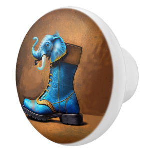 Steampunk Elephant Boot ceramic knob