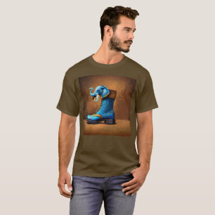 Steampunk Elephant Boot men brown T-shirt