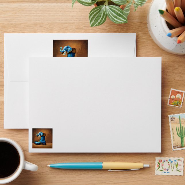 Steampunk Elephant Boot white standard envelopes (Desk)