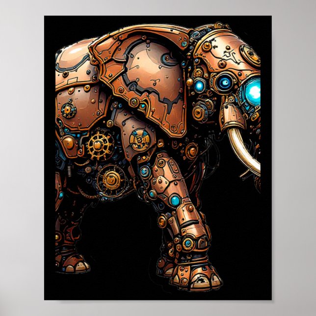 Steampunk Elephant The Mechanical Circus Sticker  Poster (Front)