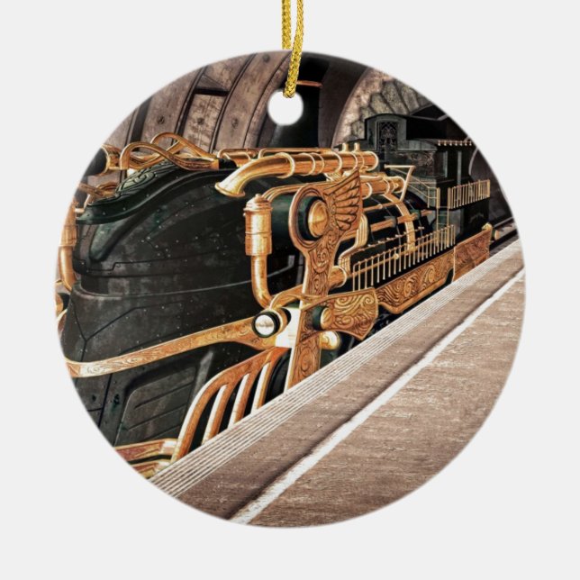 Steampunk Express Ceramic Tree Decoration (Front)