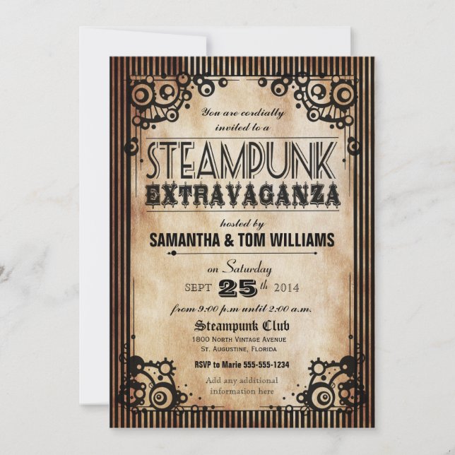 Steampunk Extravaganza Party Invitation (Front)