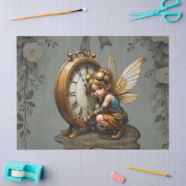 Steampunk Fairy with Golden Wings  Tissue Paper (Craft)