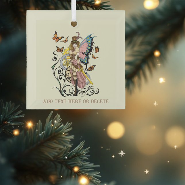 Steampunk Fairy Yellow Clock Gears Glass Tree Decoration (Creator Uploaded)