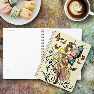 Steampunk Fairy Yellow Clock Gears Planner
