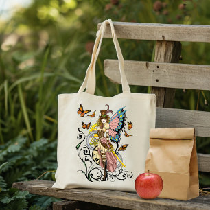 Steampunk Fairy Yellow Clock Gears Tote Bag