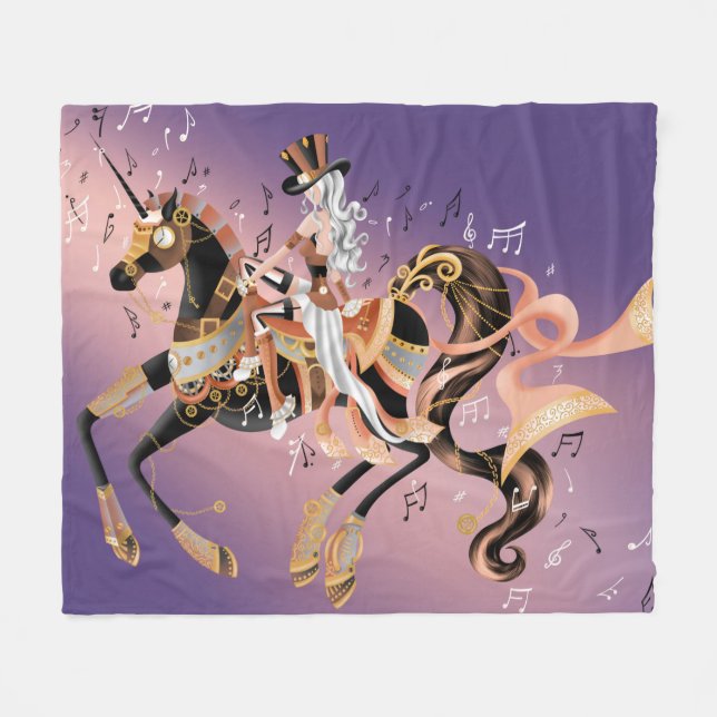 Steampunk Fantasy Art  Fleece Blanket (Front (Horizontal))