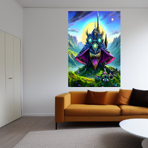 Steampunk fantasy beast in the forest   AI Art Poster