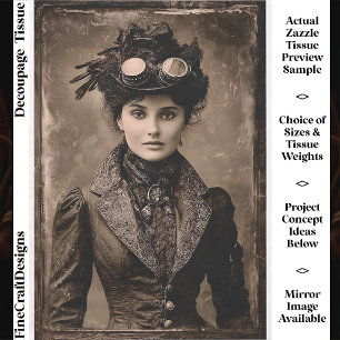 Steampunk Fantasy Woman Photo Styl DX4L Decoupage Tissue Paper