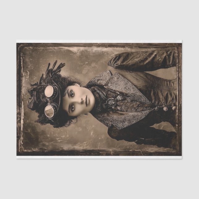 Steampunk Fantasy Woman Photo Styl DX4R Decoupage Tissue Paper (Front)