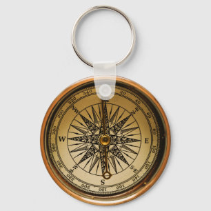 Steampunk Faux Compass Design Keychain