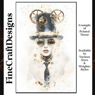 Steampunk Female In Top Hat & Goggles Q2 Decoupage Tissue Paper