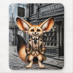 Steampunk Fennec Fox Gentleman at Hatter Shop Mouse Mat