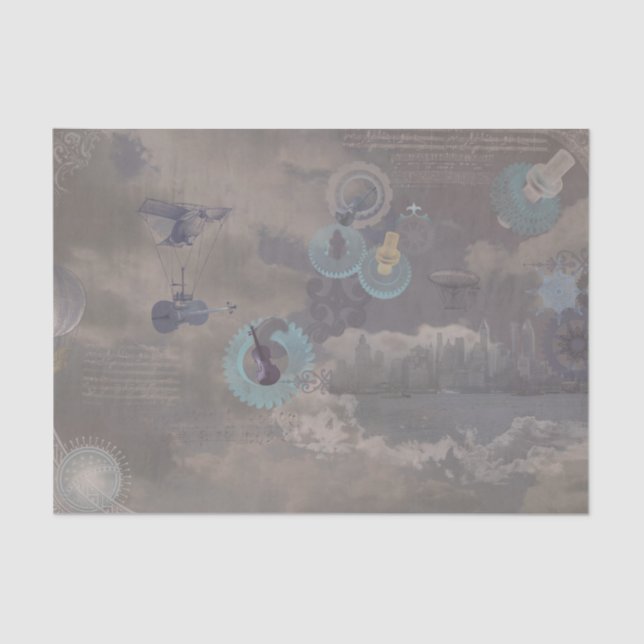 Steampunk Fiddle Strings Tissue Paper (Front)