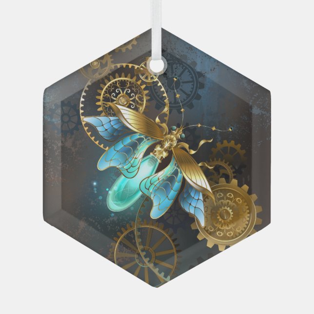 Steampunk Firefly Glass Tree Decoration (Front)
