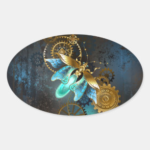 Steampunk Firefly Oval Sticker