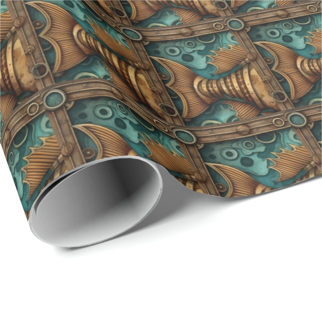 Steampunk Fishes 1 of 3 PP 574 Wrapping Paper (Roll Corner)