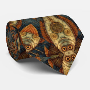 Steampunk Fishes pattern Tie