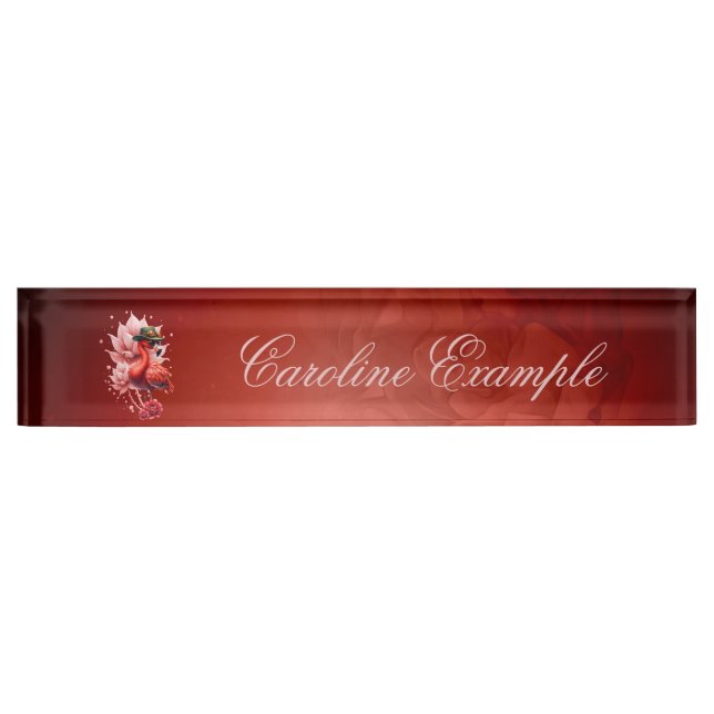Steampunk Flamingo – Fantasy Digital Artwork  Nameplate (Front)