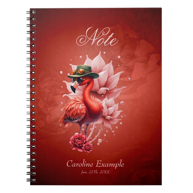 Steampunk Flamingo – Fantasy Digital Artwork  Notebook (Front)
