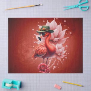 Steampunk Flamingo – Fantasy Digital Artwork Tissue Paper