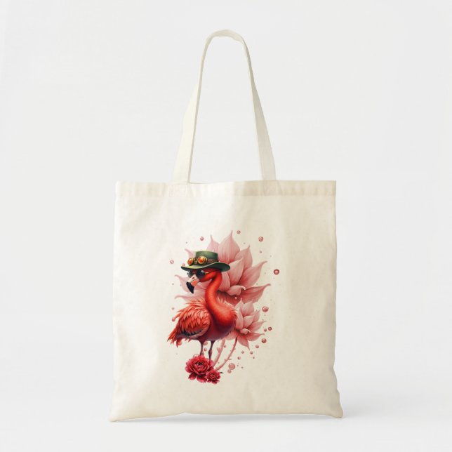 Steampunk Flamingo – Fantasy Digital Artwork  Tote Bag (Front)
