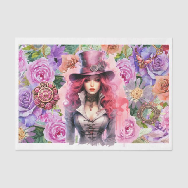 Steampunk Floral 3 Tissue Paper (Front)