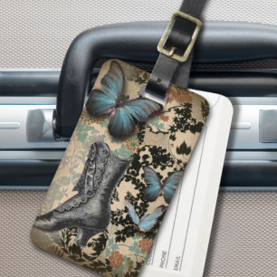 steampunk floral butterfly vintage Victorian Shoe Luggage Tag