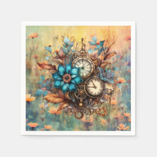 Steampunk Floral Decorative Napkin