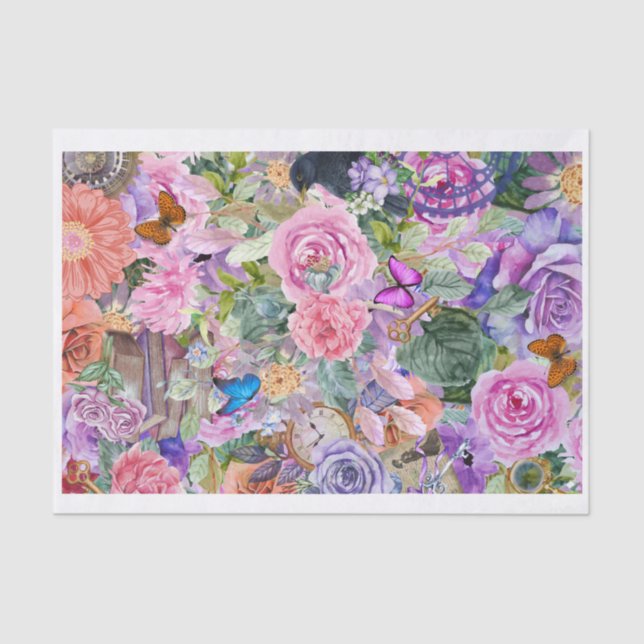  Steampunk Floral Dreams (Page 2 in Series) Tissue Paper (Front)