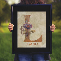 Steampunk Floral Letter L