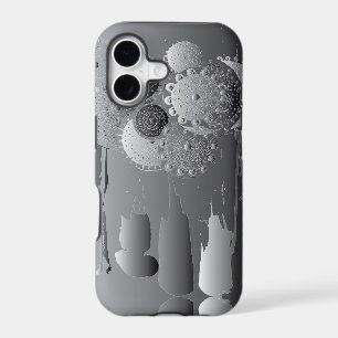 Steampunk Floral Metal Grey