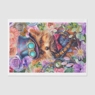 Steampunk Floral Pup Tissue Paper