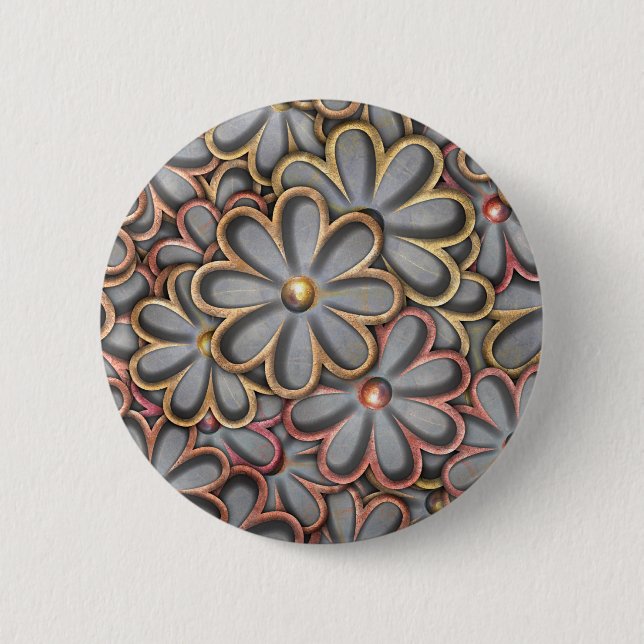 Steampunk Flower Power 6 Cm Round Badge (Front)