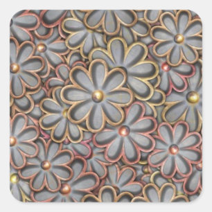 Steampunk Flower Power Square Sticker