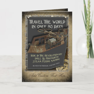 Steampunk Flying Machine Greetings Card