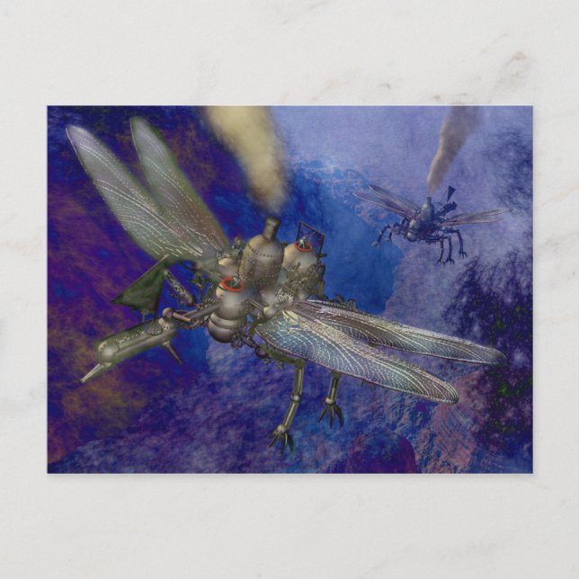 Steampunk Flying Machines Postcard (Front)