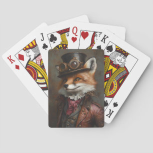 Steampunk Fox Wearing Goggles Playing Cards