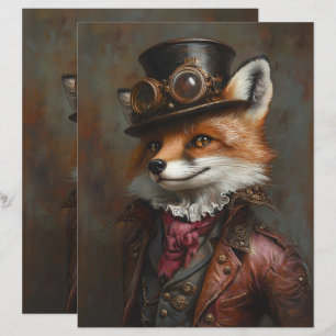 Steampunk Fox Wearing Goggles Scrapbook Paper