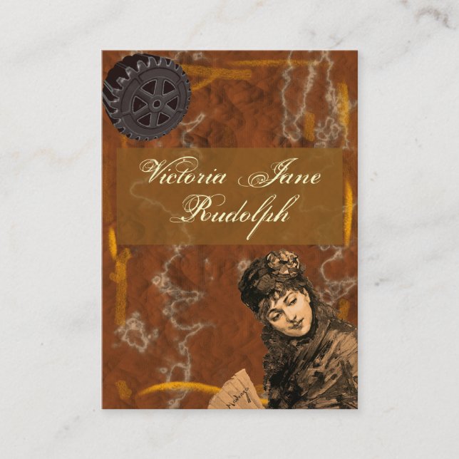 Steampunk ~ Foxy Lady ~ Vintage Style Business Card (Front)