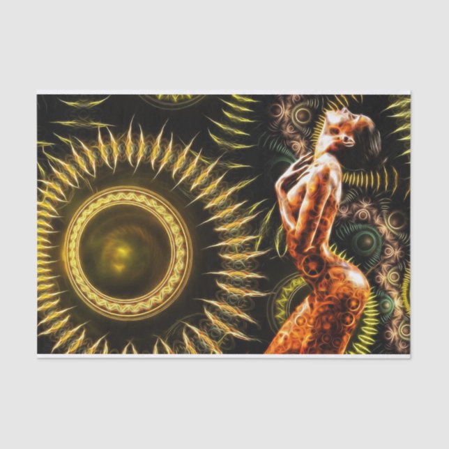 Steampunk Fractal Fantasy Beautiful Woman Tissue Paper (Front)